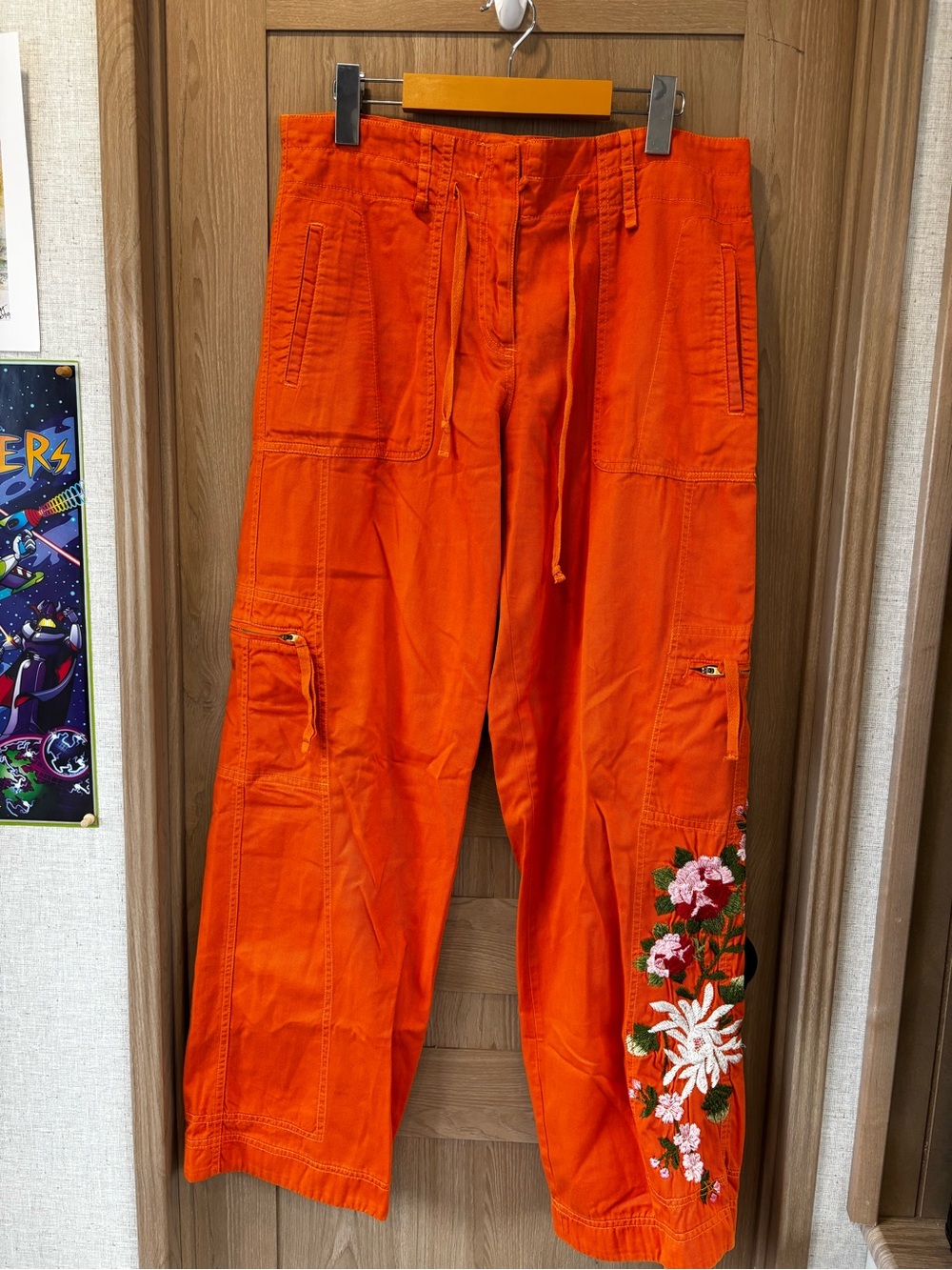 Johnny Was Cargo Pants Size S Embroidered Floral Carpenter Boho